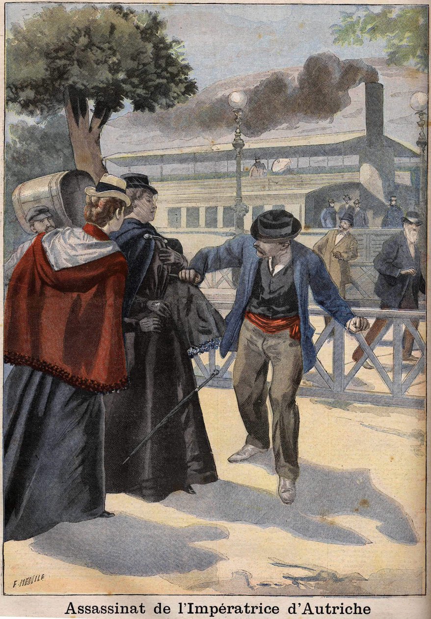 Moord op keizerin Elisabeth van Oostenrijk (Sissi) door een Italiaanse anarchist in Genève door Unknown artist