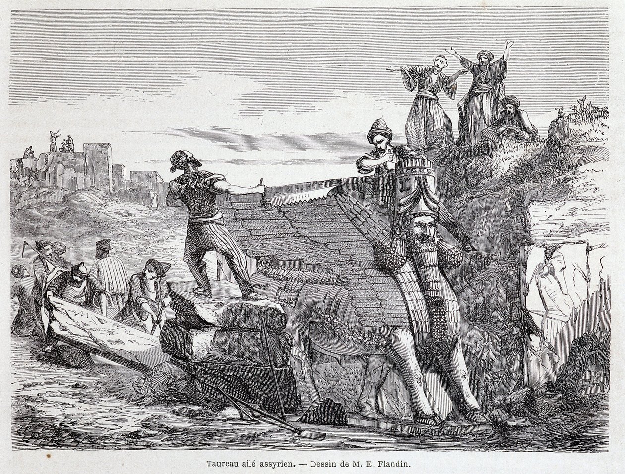 Assyrische gevleugelde stier op de site van Nineveh - in 