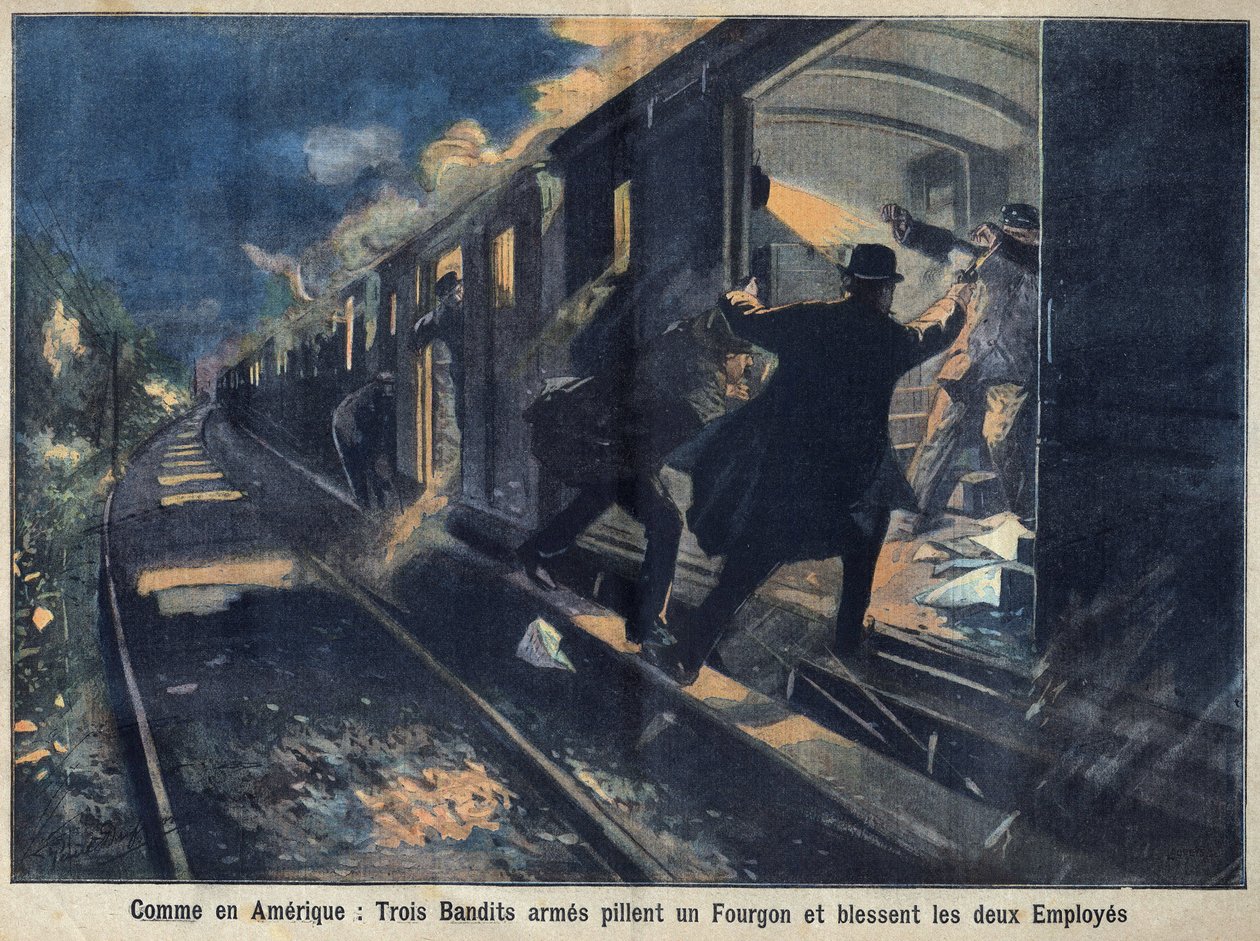 Bandieten vallen een trein aan, Frankrijk door Unknown Artist