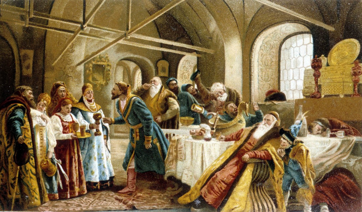 Banket ter gelegenheid van het bojaarhuwelijk in Rusland. door Unknown artist
