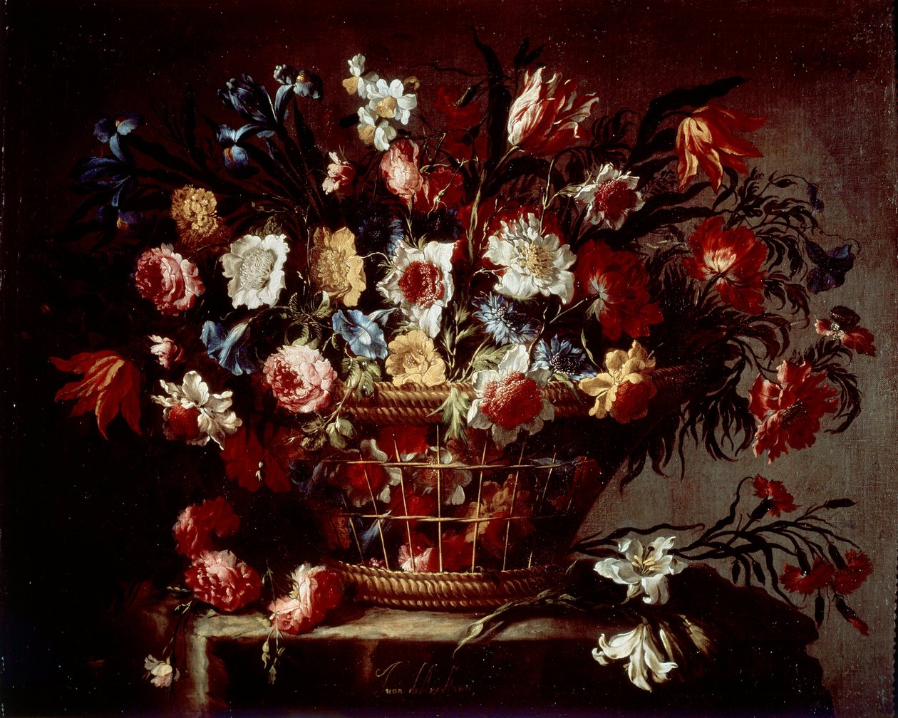 Mand met bloemen door Unknown artist