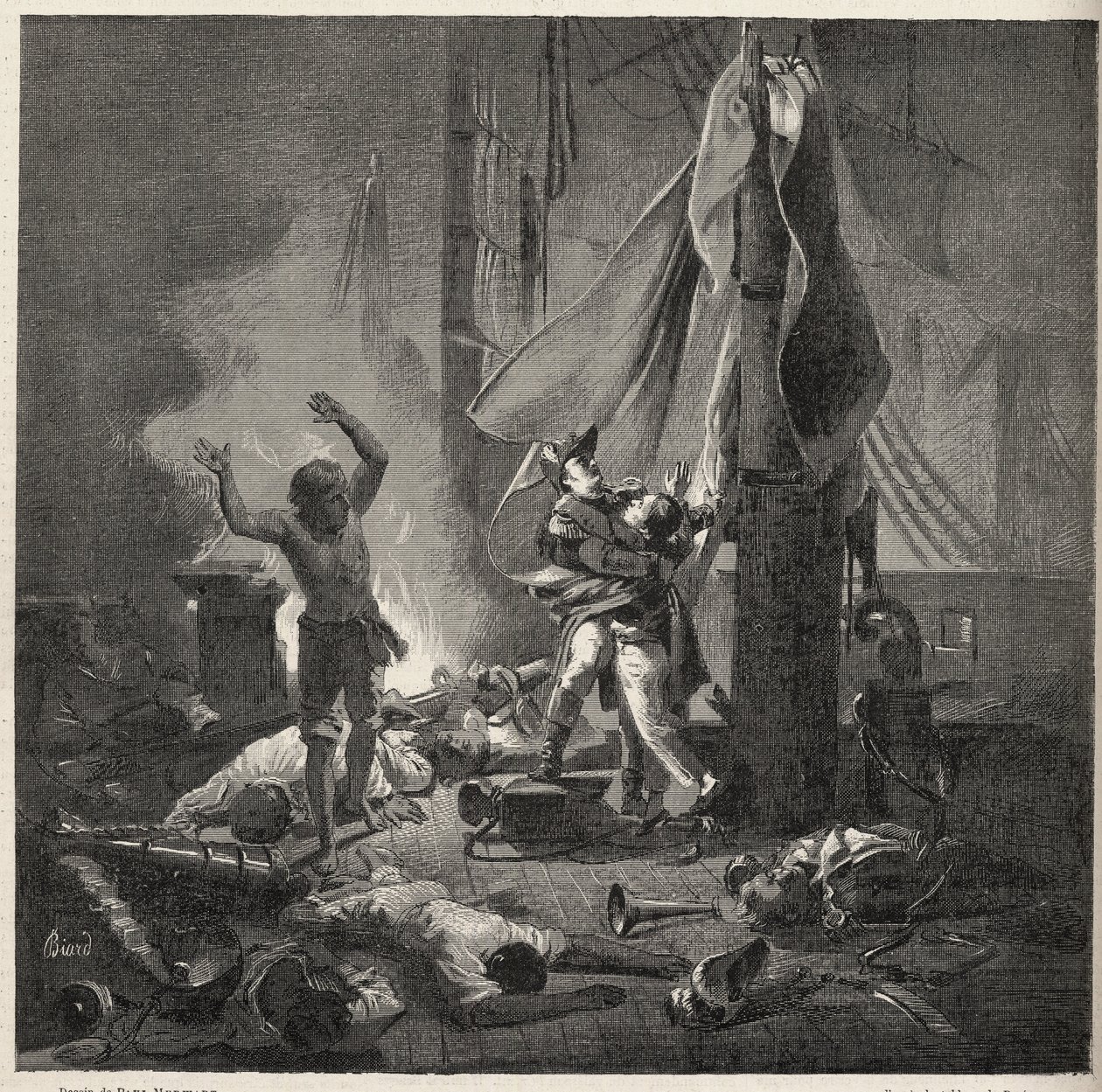 Slag bij de Nijl - Slag bij Aboukir - dood van Luce en Giocante de Casabianca (Luc-Julien-Joseph Casabianca) door Unknown artist