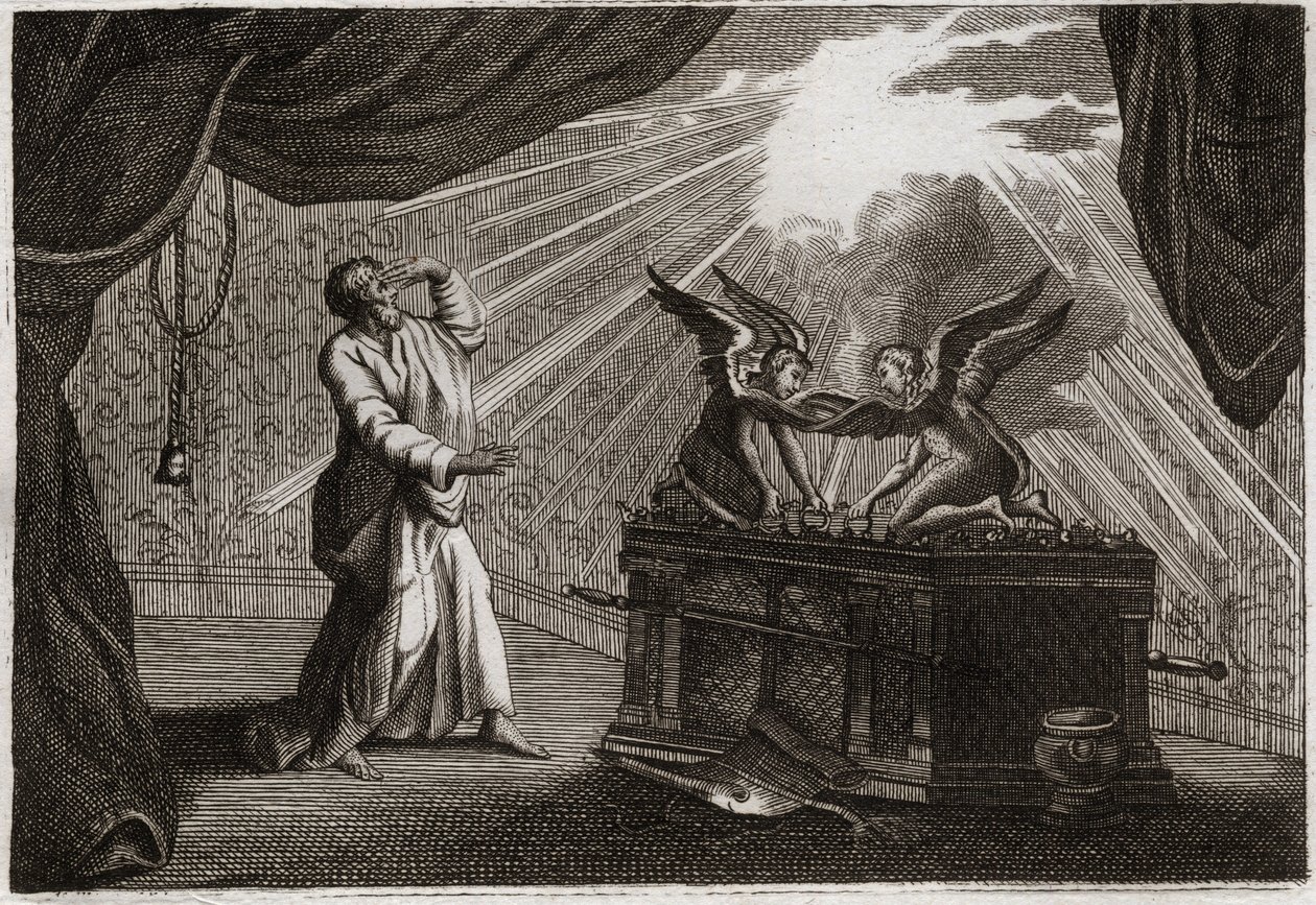 Bijbel van Royaumont, Oude Testament: De Ark van het Verbond. Figuur van de Ark. Illustratie uit 1811. door Unknown artist