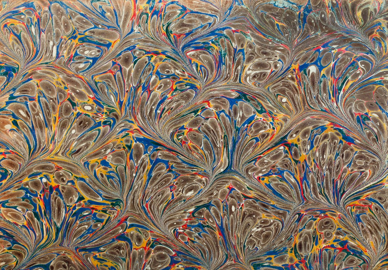 Decoratieve schutbladen Papier gemarmerd door Unknown Artist