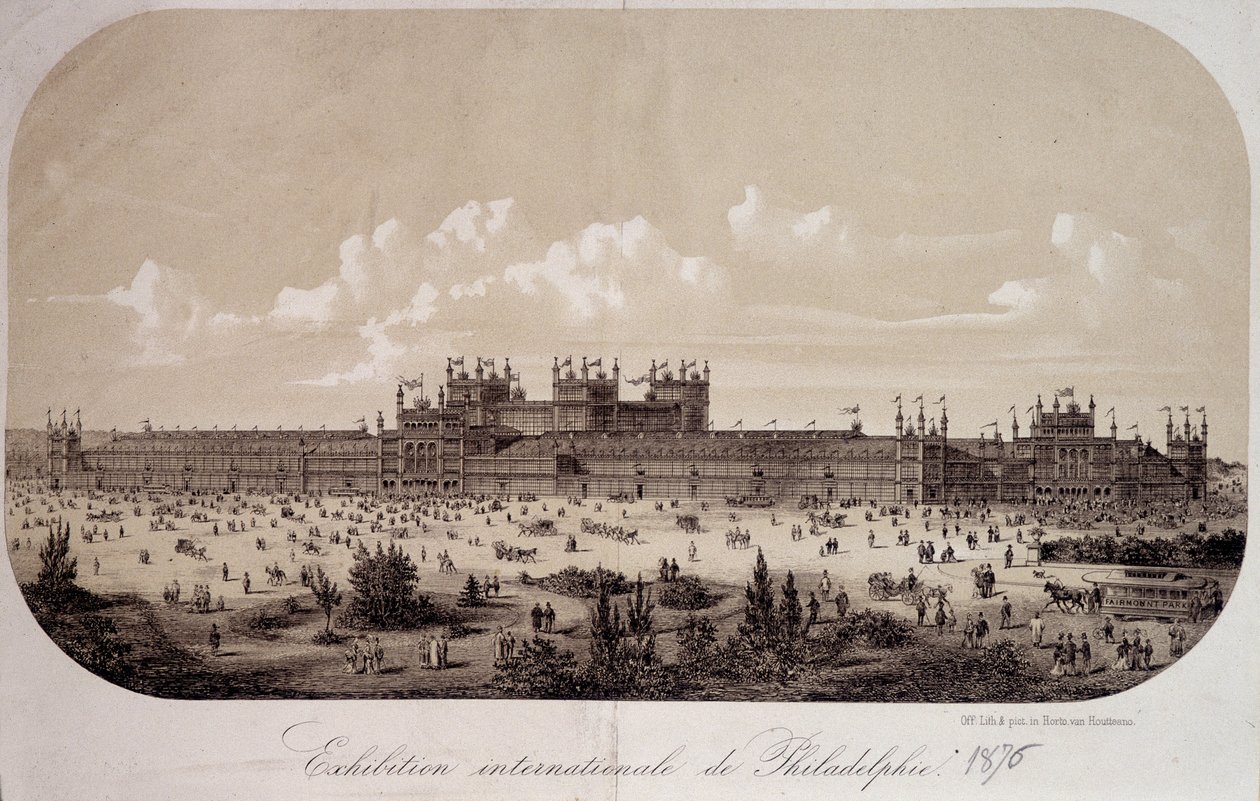 Gebouw ter herdenking van het eeuwfeest van de oprichting van de Verenigde Staten (1776-1876) op de Internationale Tentoonstelling van Philadelphia door Unknown artist