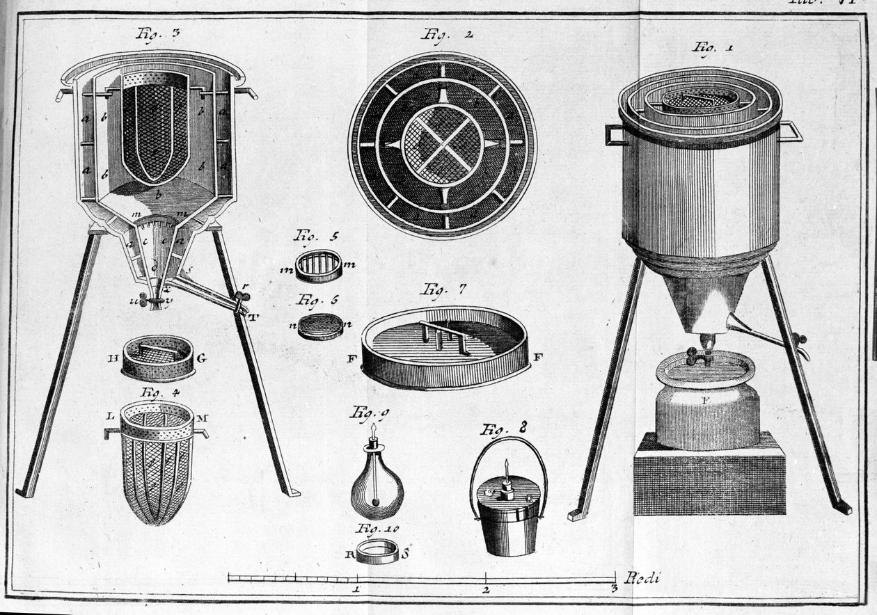 Calorimeter van Lavoisier - in Opuscules physique et chimiques door Lavoisier door Unknown artist