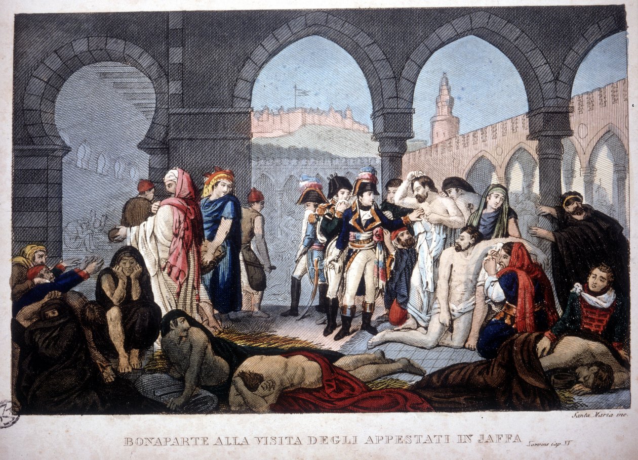 Campagne (Expeditie) van Egypte (1798-1801): Napoleon bezoekt de pestlijders van Jaffa in Egypte, circa 1800 door Unknown artist