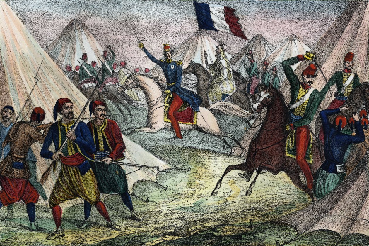 Inname van de Smalla van Abd-el-Kader in Algerije op 16 mei 1843 door de Hertog van Aumale. In 