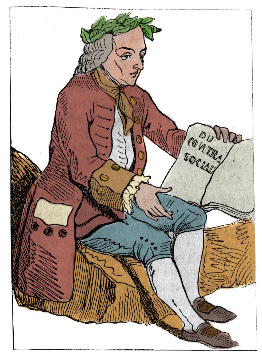 Kaartspel van de Franse Republiek (1793) gepubliceerd in de Nationale Conventie op 21/09/1792, na de val van de koninkrijken: het karakter van de filosoof onder de trekken van Jean-Jacques Rousseau 
