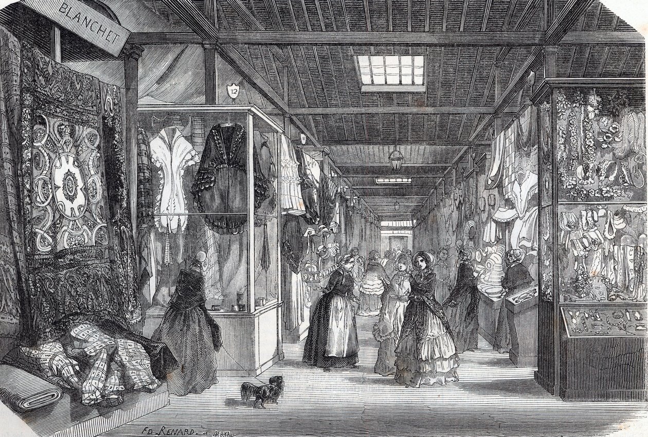 Carre du Palais Royal in Parijs in de 19e eeuw - Gravure in 
