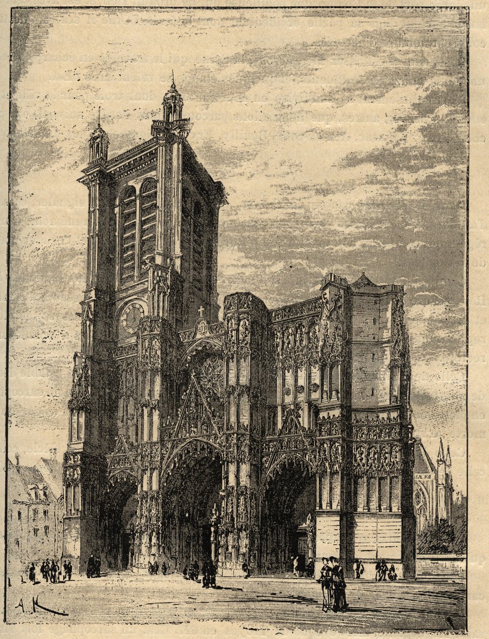 Kathedraal Saint-Pierre-et-Saint-Paul de Troyes - Champagne-Ardennes - gravure in 