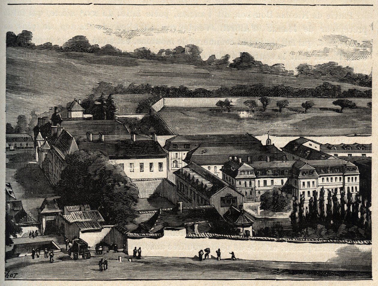 Centrale Huis van Clairvaux (gevangenis van Clairvaux) - Champagne-Ardenne - gravure in 