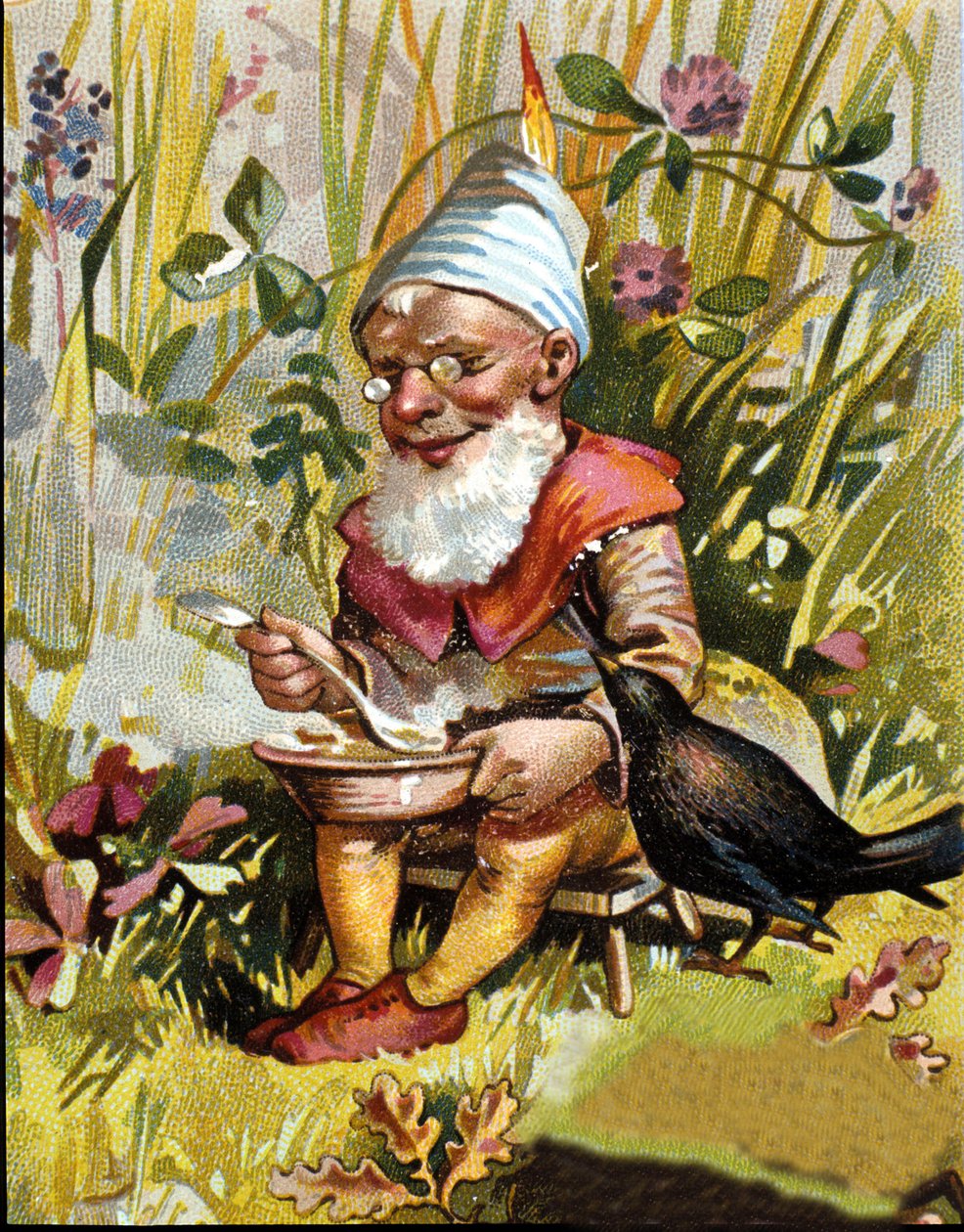 Karakter van de dwerg of farfadet eet soep door Unknown artist