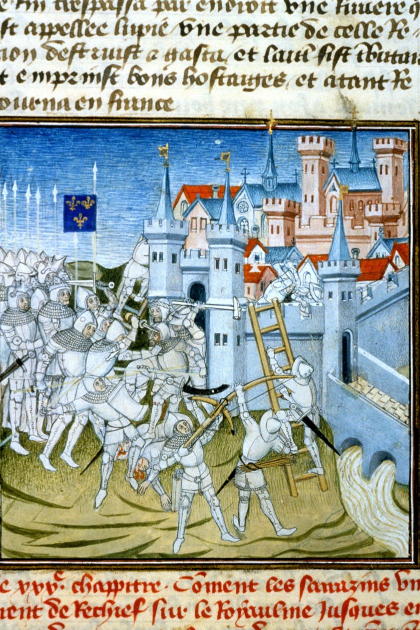 Karel Martel in Poitiers, 732 - Miniatuur uit de 14e eeuw: Verzoek om toestemming van de Gemeentelijke Bibliotheek van Toulouse door Unknown artist