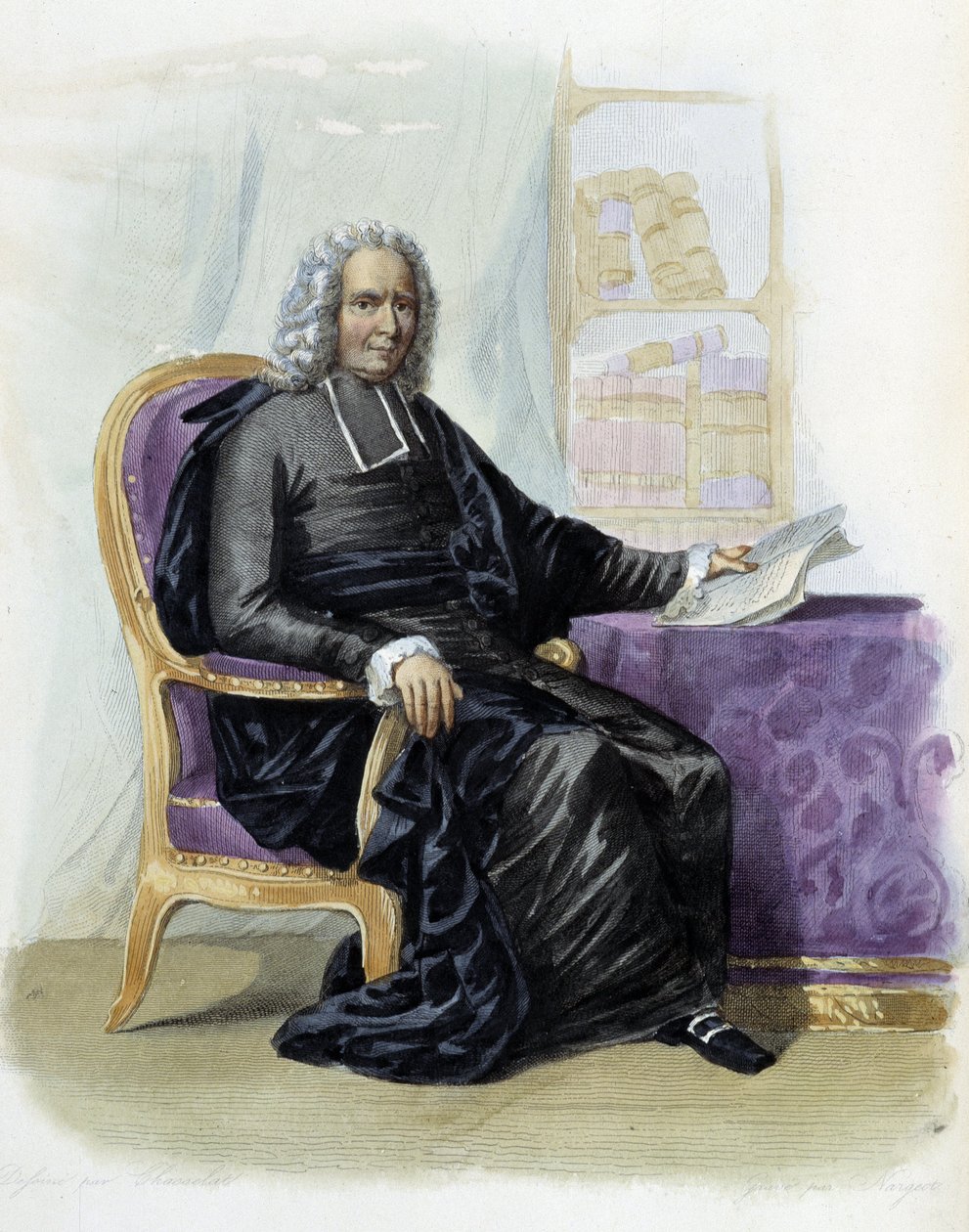 Charles Rollin (1661-1741), schrijver en historicus in Ed. Mennechet, "Le Plutarque francais" door Unknown artist