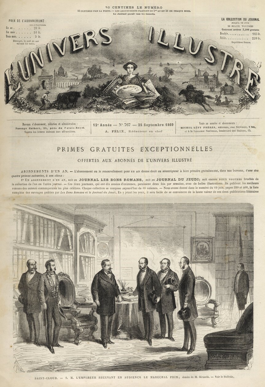Chateau de Saint-Cloud Napoleon III ontvangt Juan Prim (Spaanse generaal en staatsman) (Juan Prim) door Unknown artist