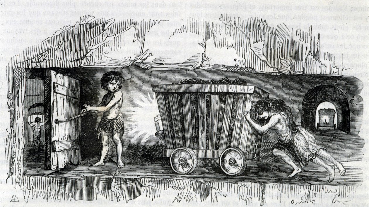 Kinderen die werken in de kolenmijnen in Engeland door Unknown artist