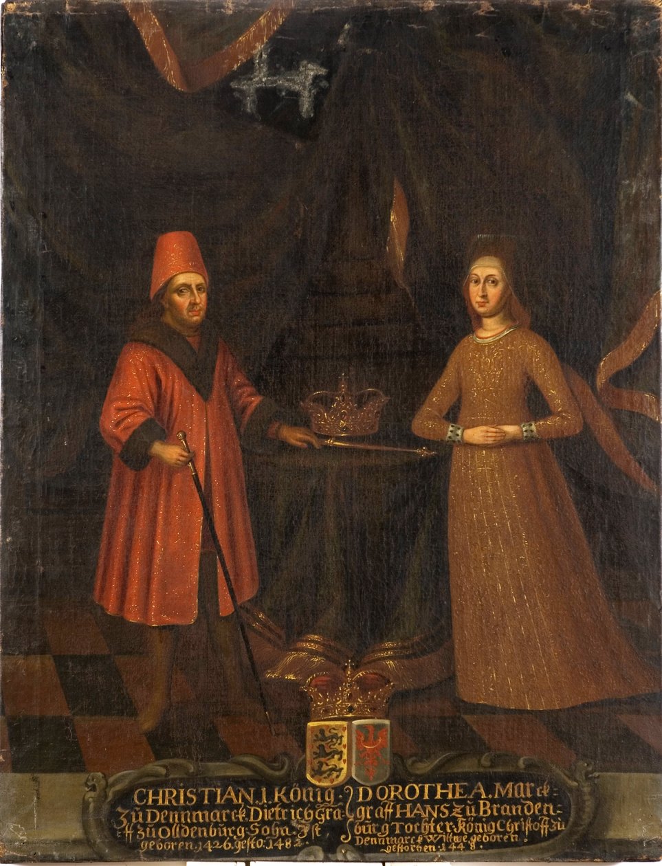 Koning Christiaan I van Denemarken en koningin Dorothea door Unknown artist