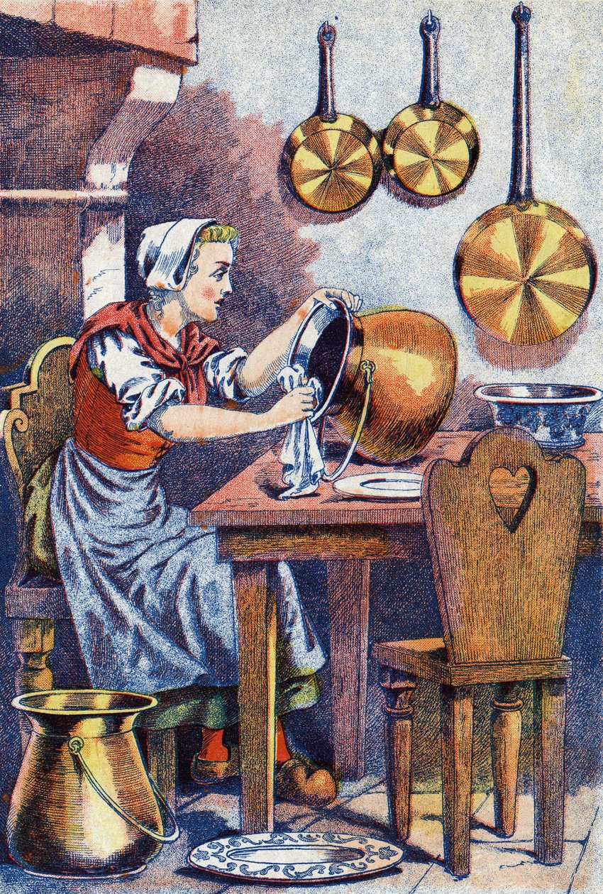 Assepoester in haar keuken, Illustratie voor 