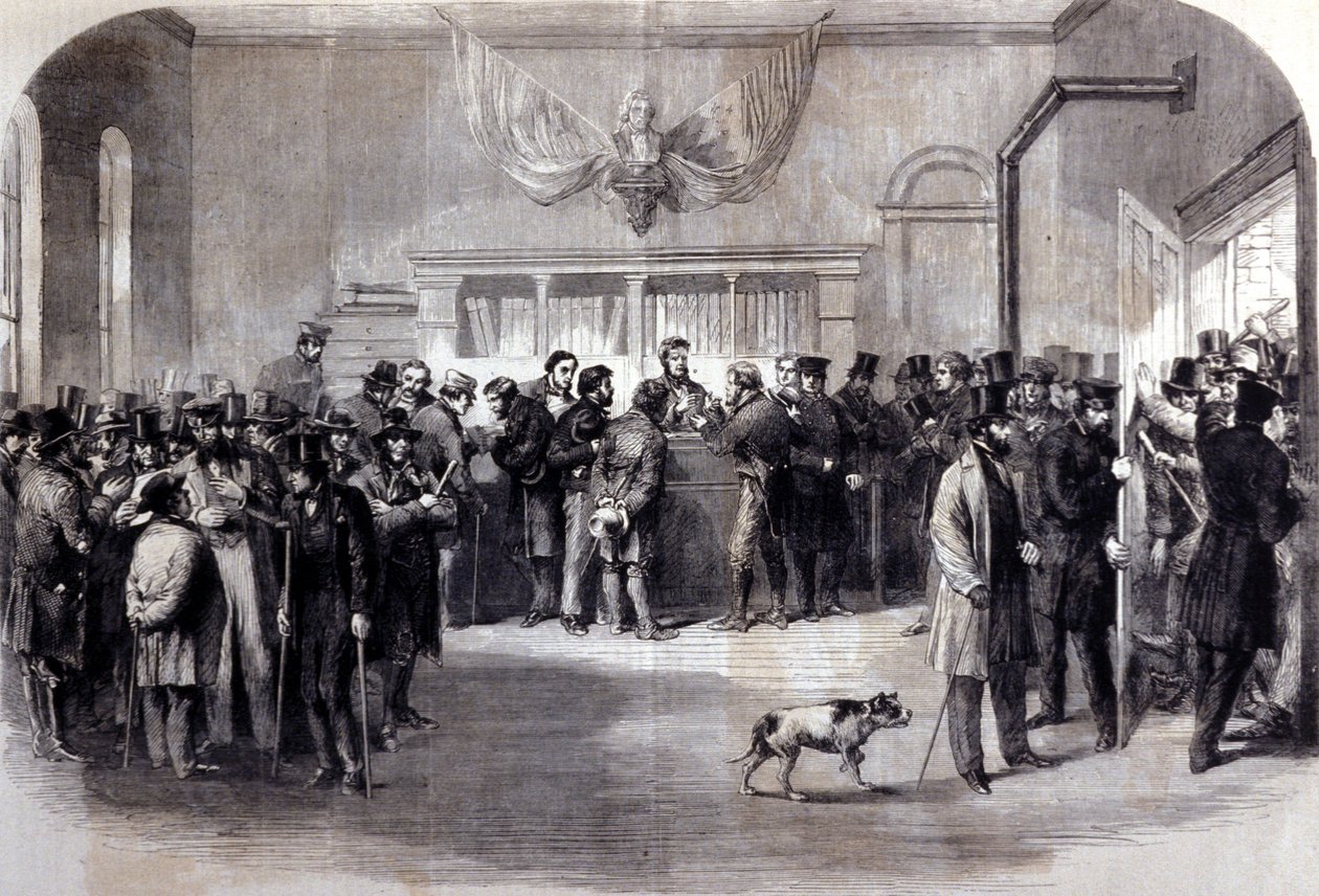 Burgeroorlog (1861 - 1865), Amerikaanse Burgeroorlog. Anti-dienstplichtrellen voor de vrijstellingskantoren. New York. door Unknown artist