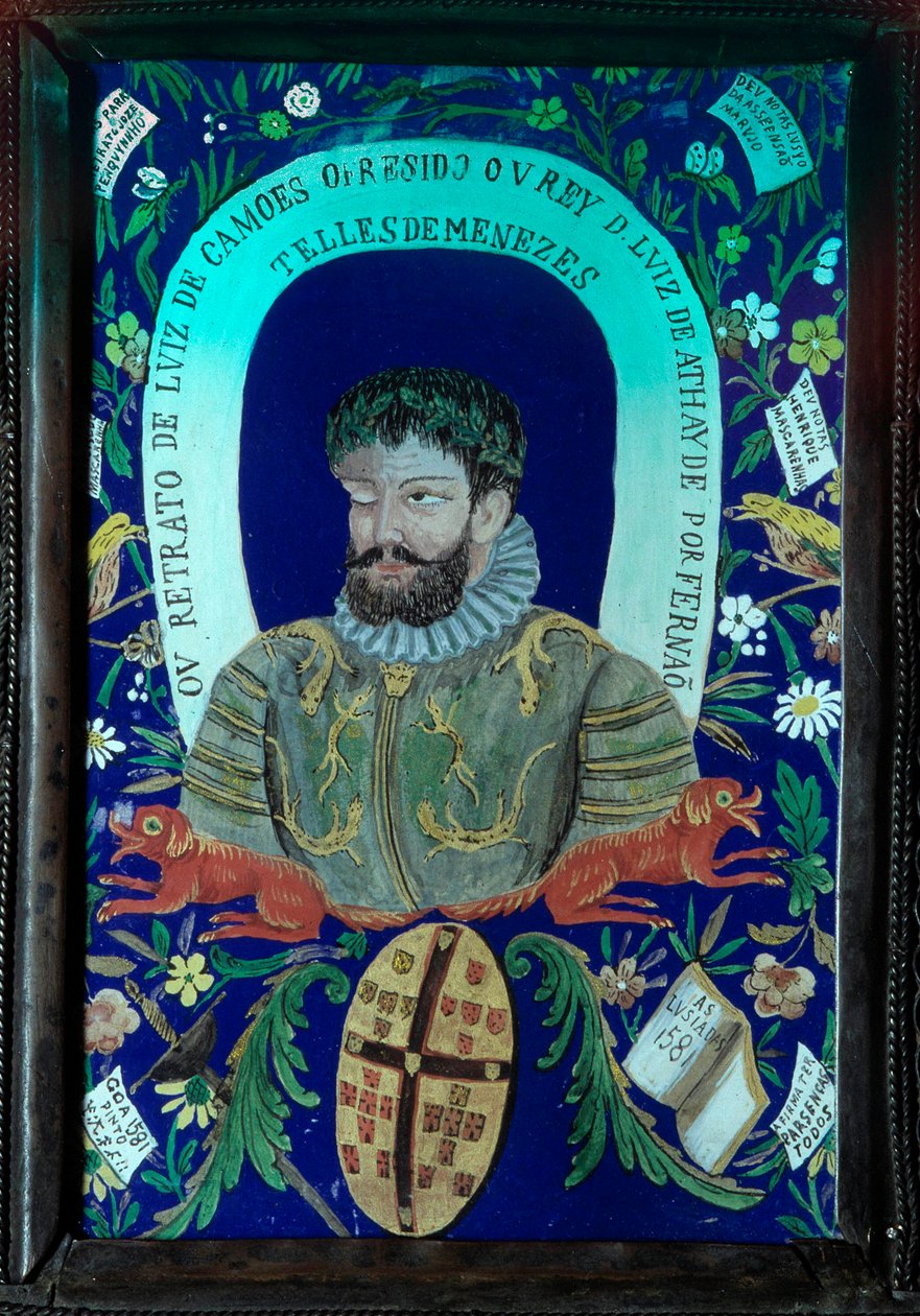 Verzameling gedichten van de Portugese dichter Luis Vaz de Camoes (1525-1580) versierd portret door Unknown artist