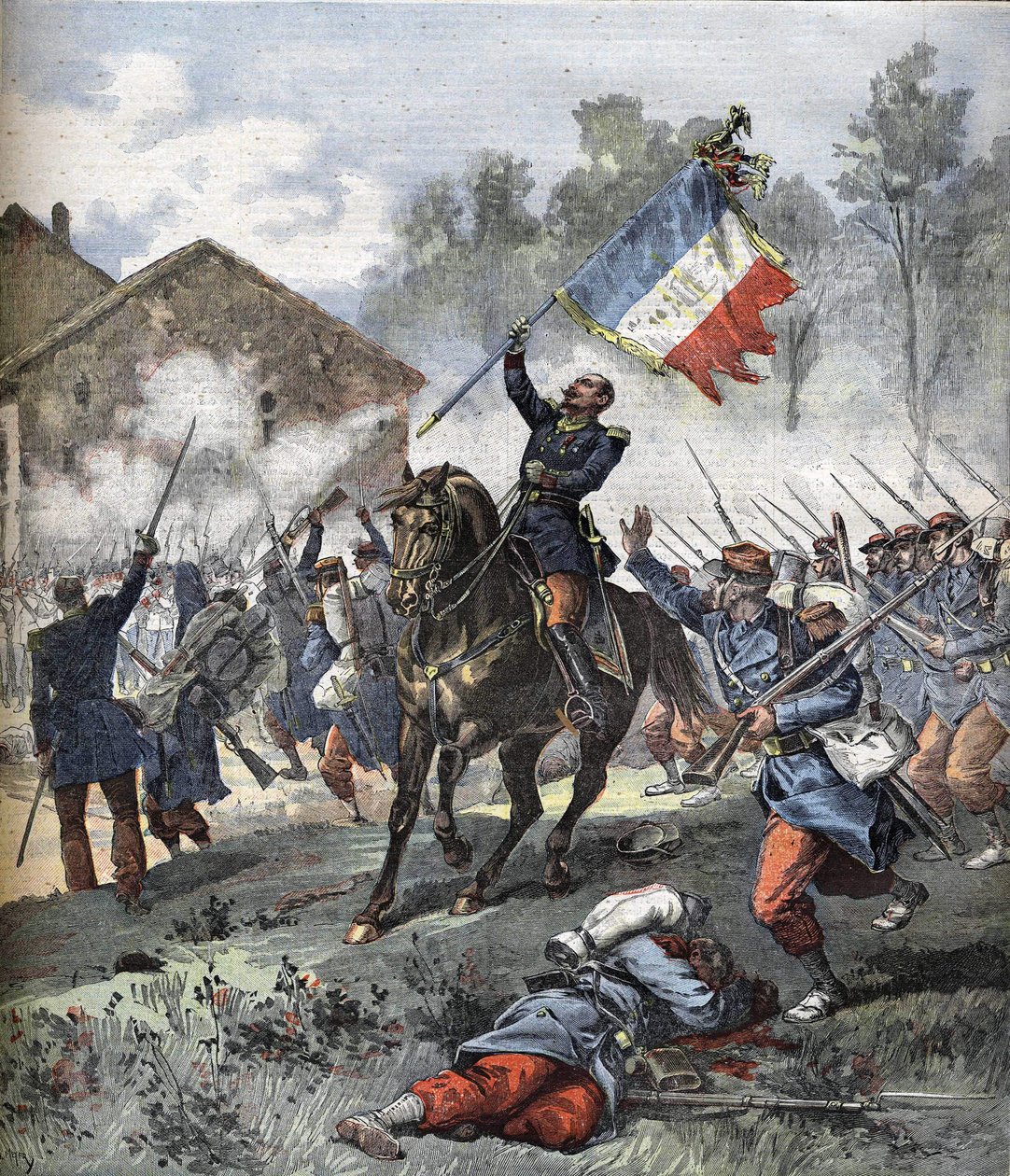Kolonel de Malleville stierf in de Slag bij Solferino op 24 juni 1859 door Unknown artist