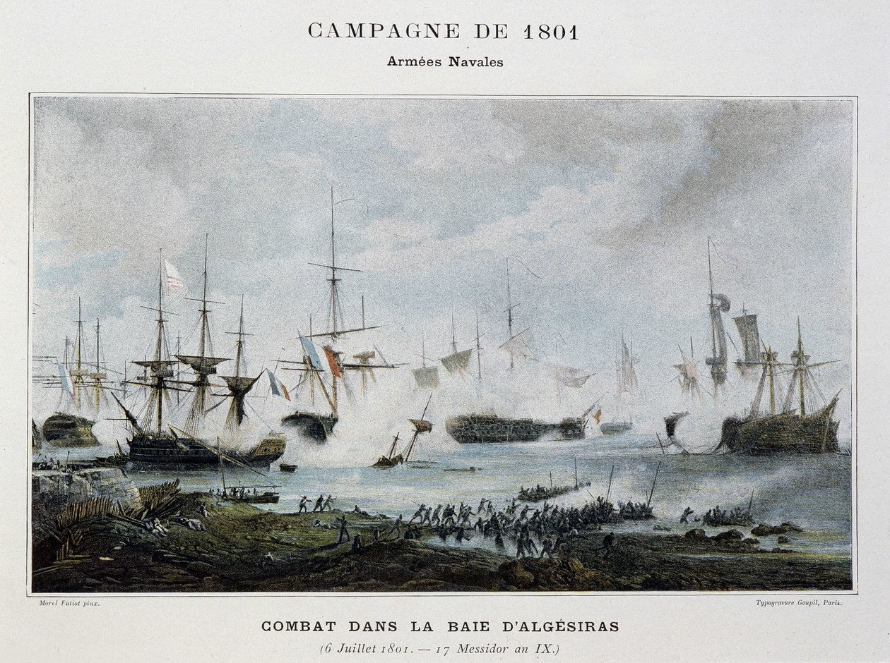 Gevecht in de Baai van Algesiras door Unknown artist