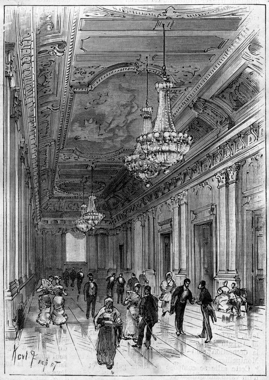 Constantine theater in Algerije gebouwd door architect Paul Jean Gion tussen 1877 en 1883 - de toegangsgalerij door Unknown artist