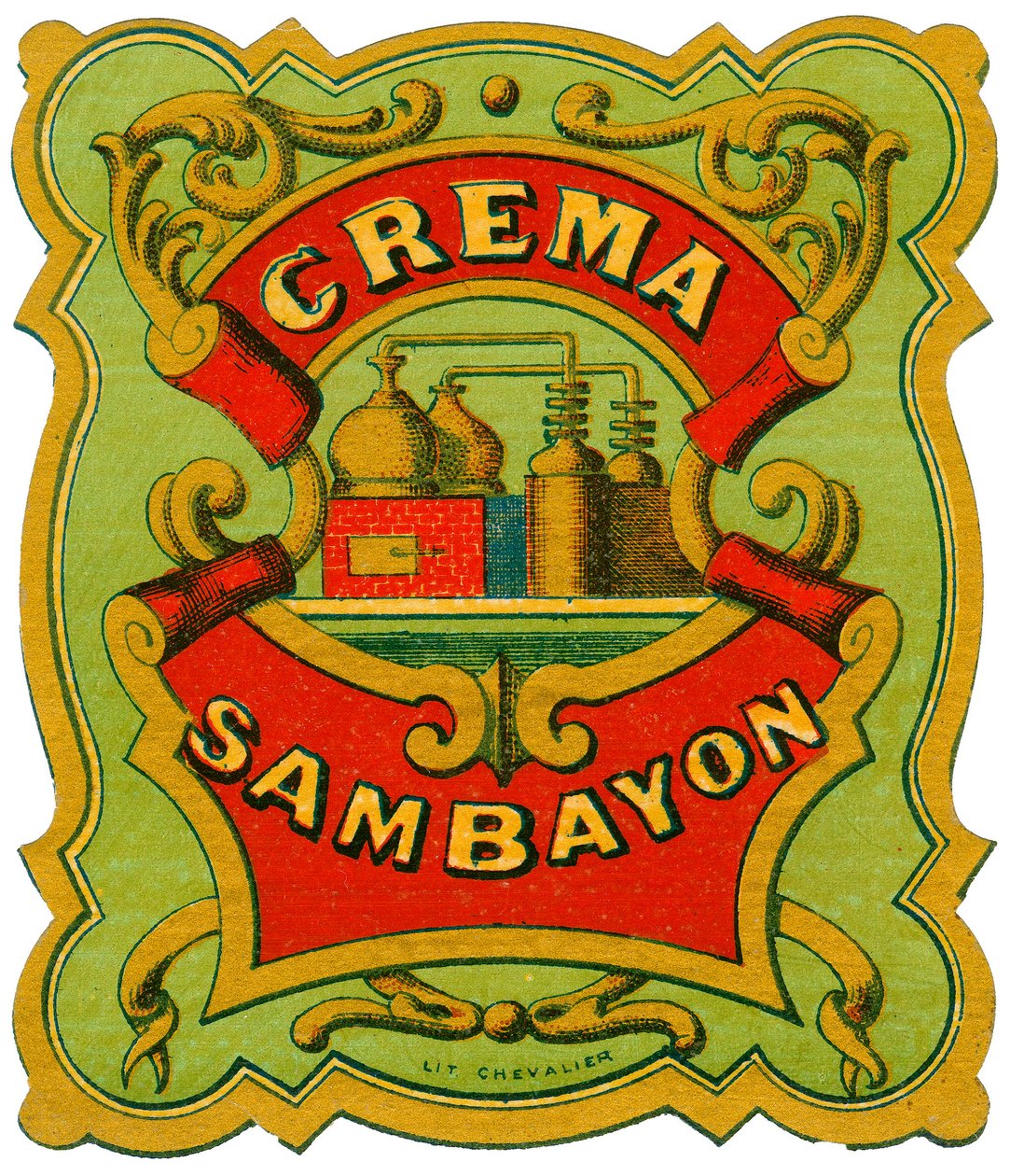 Crema Sambayon alcoholadvertentie (Chromolithografie, eind 19e eeuw) door Unknown artist