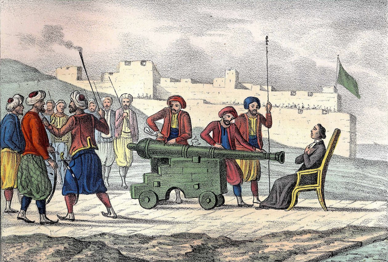 Dood in Algiers in 1683 van Vader LE VACHER (Jean Levacher), een Franse missionaris tijdens het bombardement van Algiers door Duquesne. In 