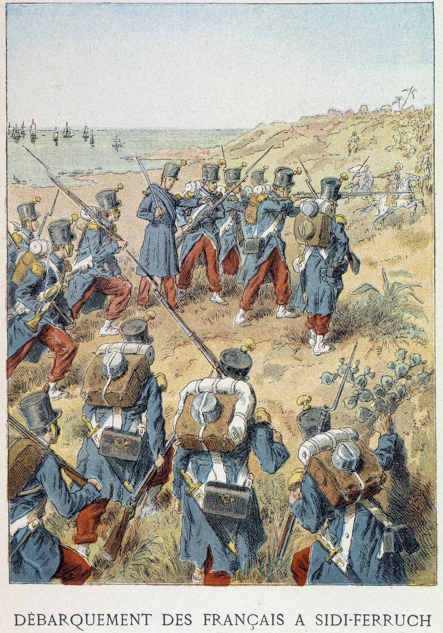 Landing van de Fransen in Sidi - Ferruch, Algerije, op 14 juni 1830 - in 