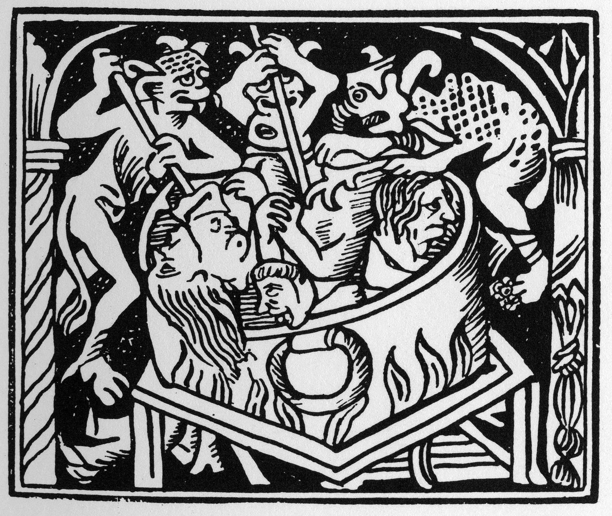 Duivels die de wellustigen kwellen in een put van vuur en zwavel - in 