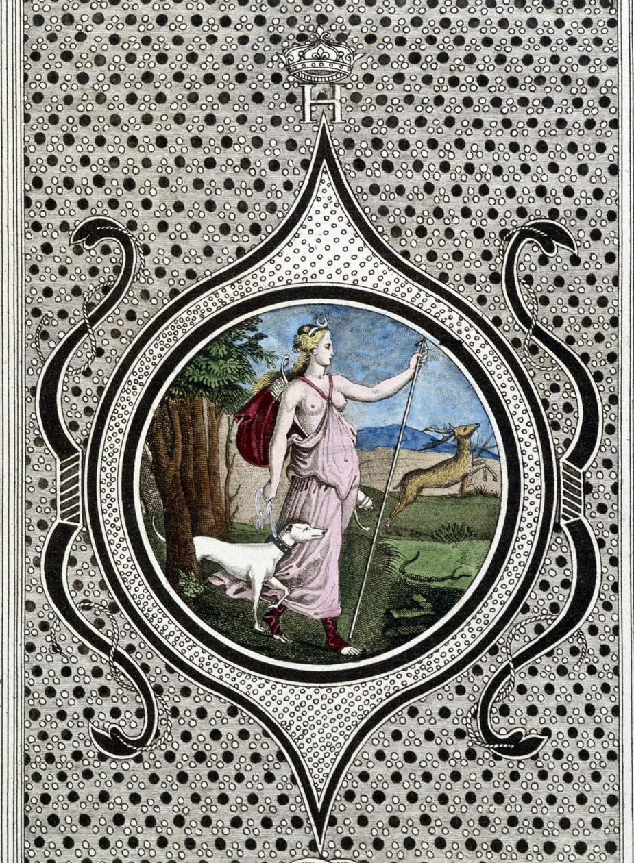 Diane (Artemis) jageres. 19e-eeuwse gravure door Unknown artist