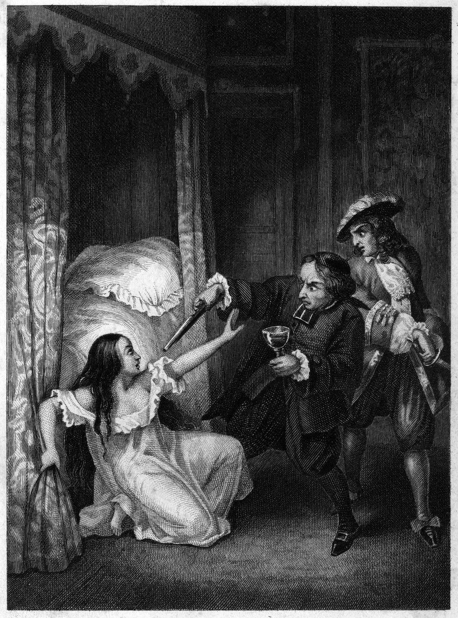Diane de Joannis de Châteaublanc de Roussan, markiezin van Ganges (1635-1667) vermoord door haar twee stiefbroers, de abt en de ridder van Ganges. Gravure uit 1847. door Unknown artist