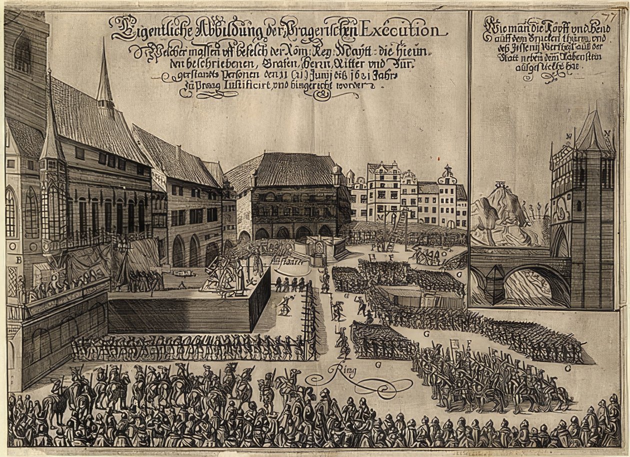 De executie van de Boheemse rebellen op het Oude Stadsplein van Praag door Unknown