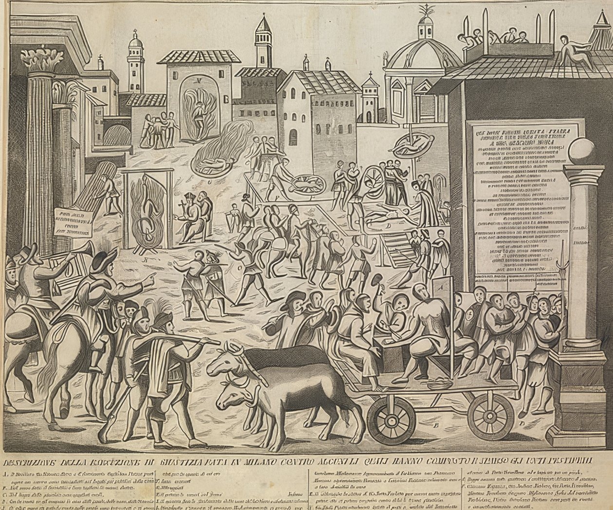 De grote pest van Milaan in 1630 door Unknown