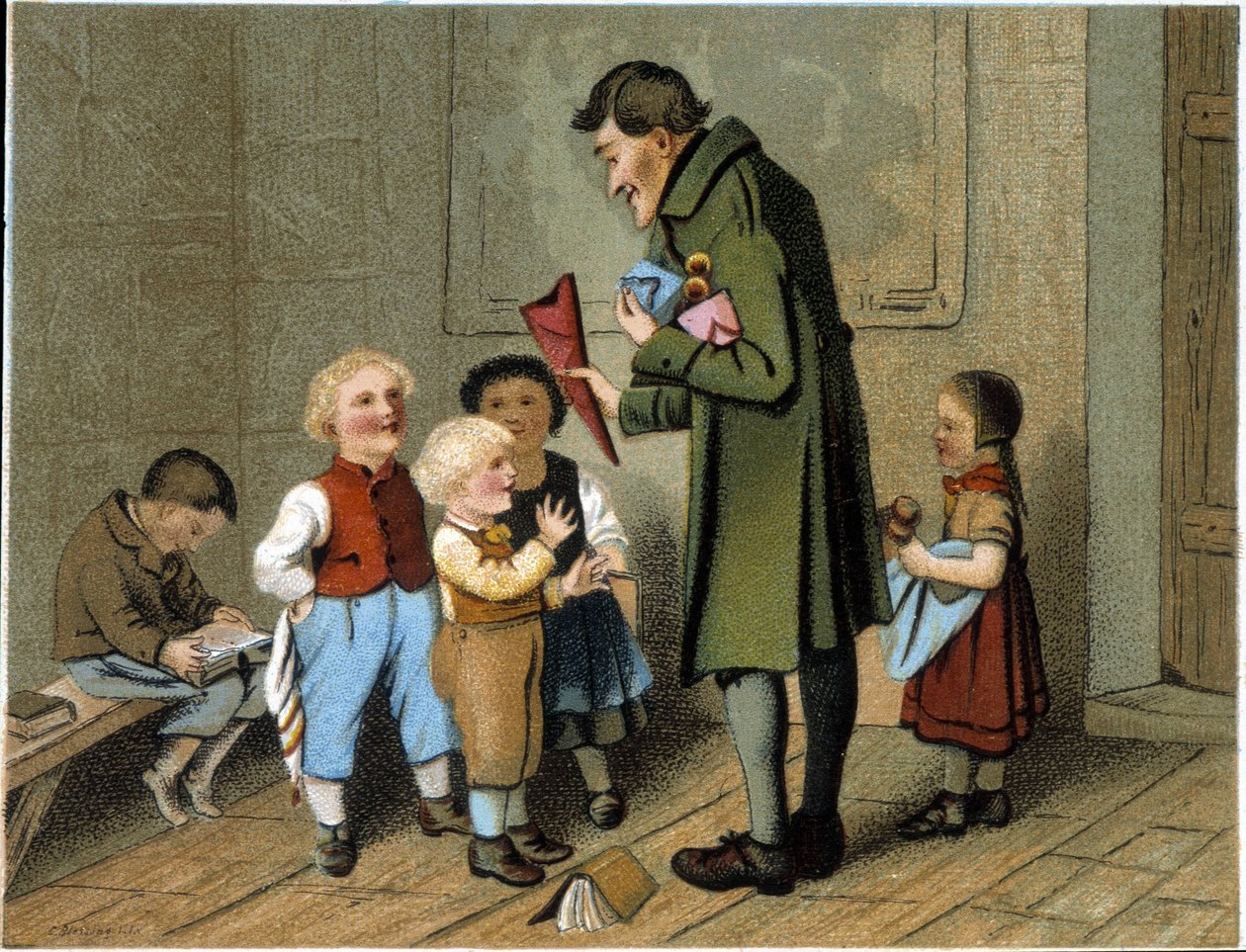 Uitreiking van prijzen op school door Unknown artist