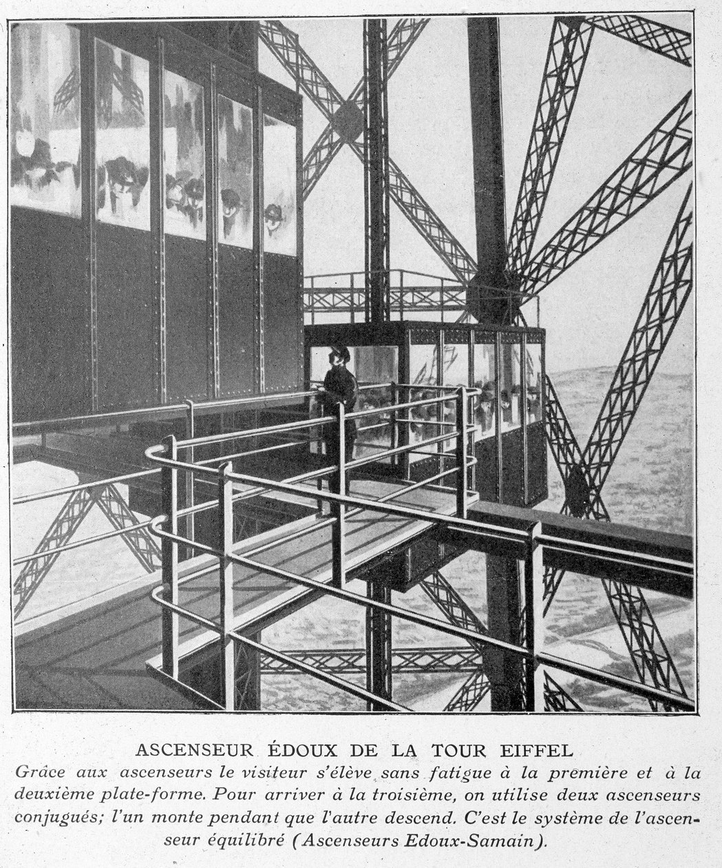Edoux-lift van de Eiffeltoren door Unknown artist