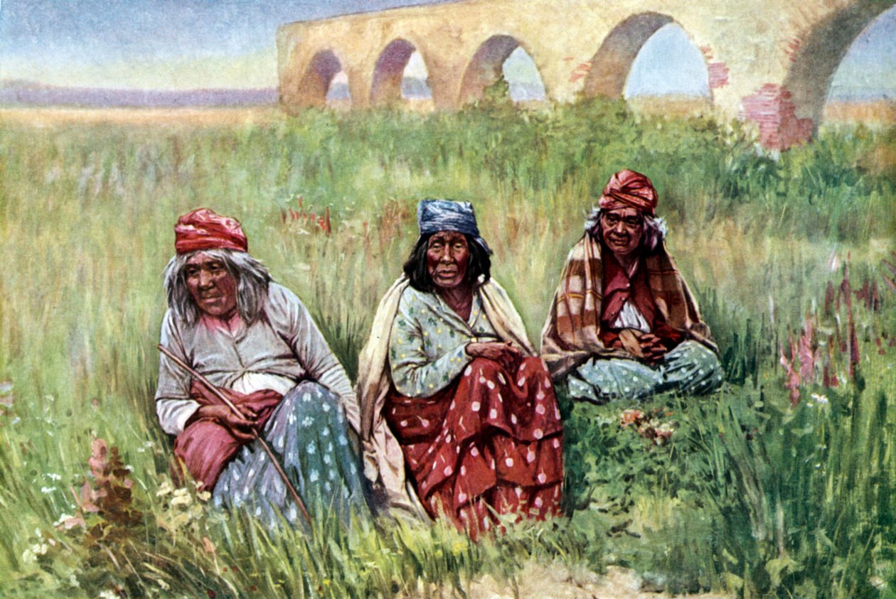 Oudere Indiaanse vrouwen, Californië door Unknown artist