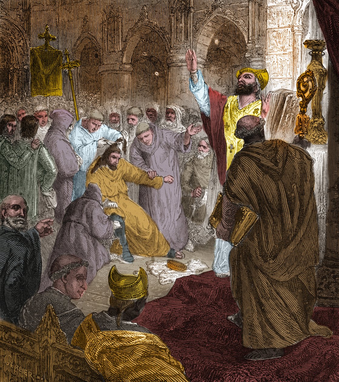 Einde van de Merovingische dynastie, 751: afzetting van koning Childerik III (714-754) door Pepijn de Korte (714-768) door Unknown artist