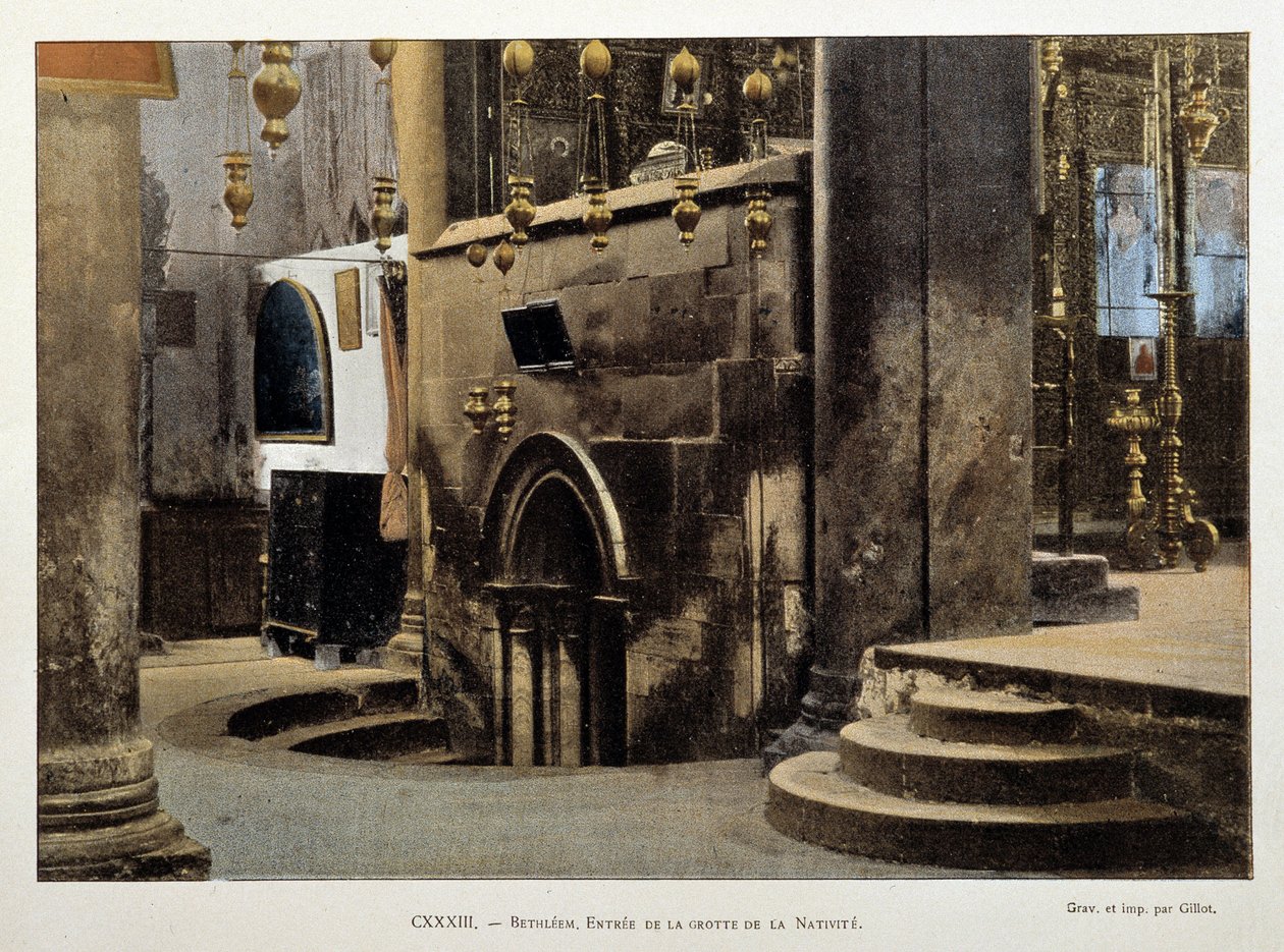 Ingang van de grot van de geboorte in Bethlehem, eind 19e eeuw door Unknown artist