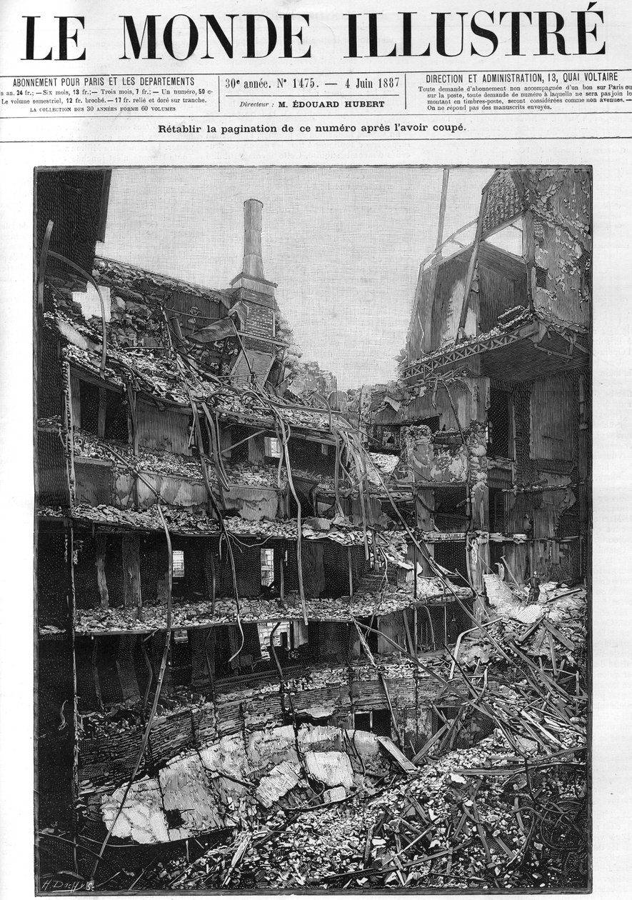 Brand van de Opera Comique in Parijs op 25 mei 1887 tijdens de uitvoering van Ambroise Thomas
