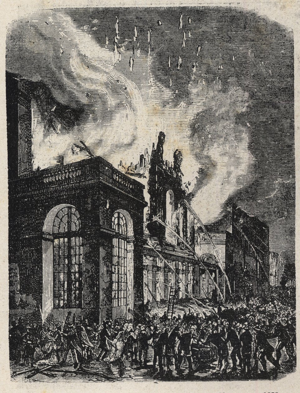 Brand van de Opera de la rue Lepelletier (Le Peletier) in Parijs op 28 oktober door Unknown artist