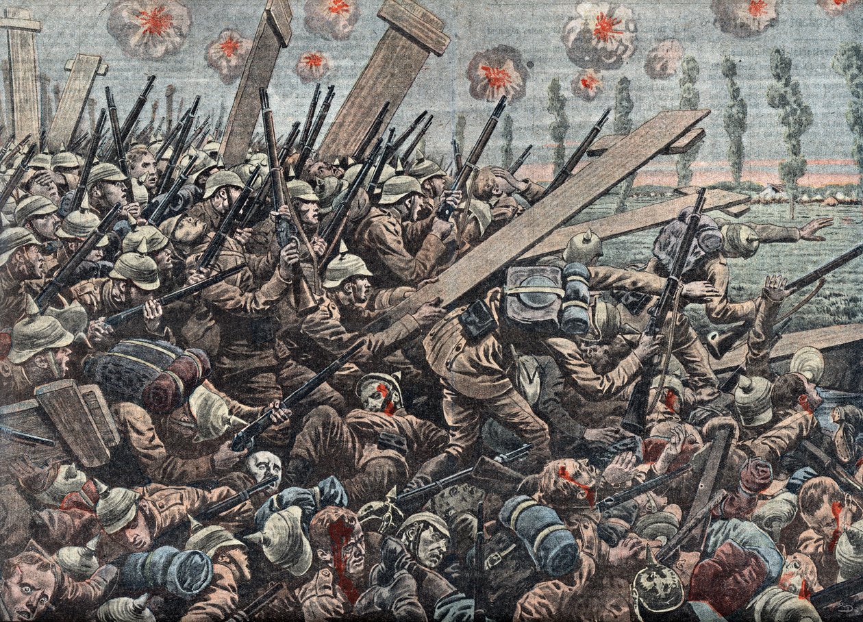 Eerste Wereldoorlog: Duits leger bij de Slag om de IJzer oktober 1914 Illustratie uit "Le pelerin" 29 november door Unknown Artist
