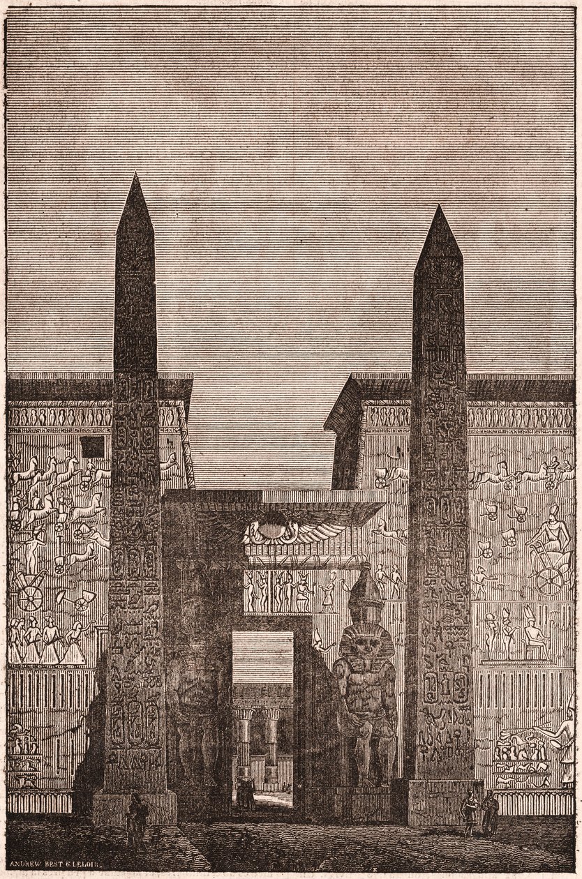Vooraanzicht van een reconstructie van de Luxor Obelisken in Egypte door Unknown