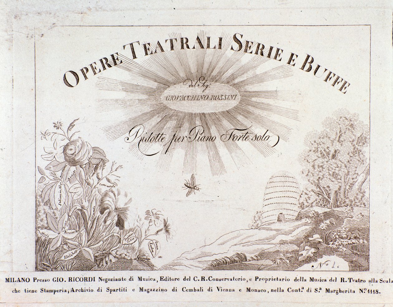 Frontispice voor muziekpartituren van Opere teatrale serie e buffe door Gioacchino Rossini door Unknown artist