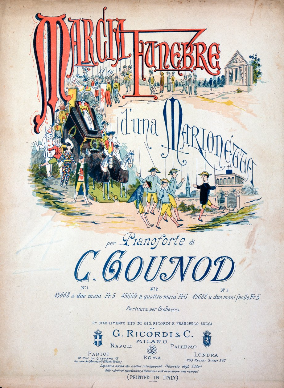 Frontispice van Begrafenismars van een pop door Charles Gounod door Unknown artist