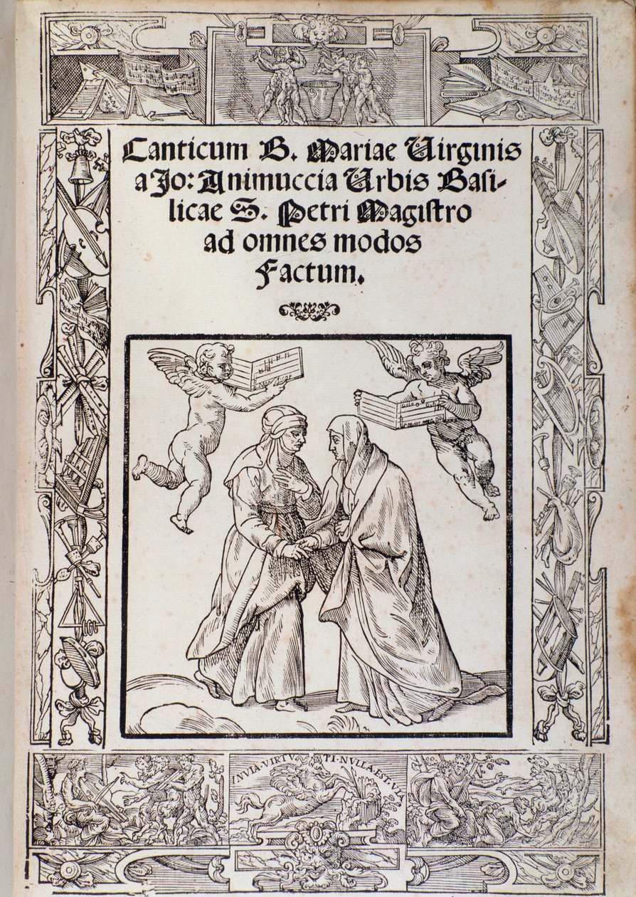 Frontispice van de muzikale partituur van "Cantico della Beata Maria Vergine" door Giovanni Animuccia door Unknown artist