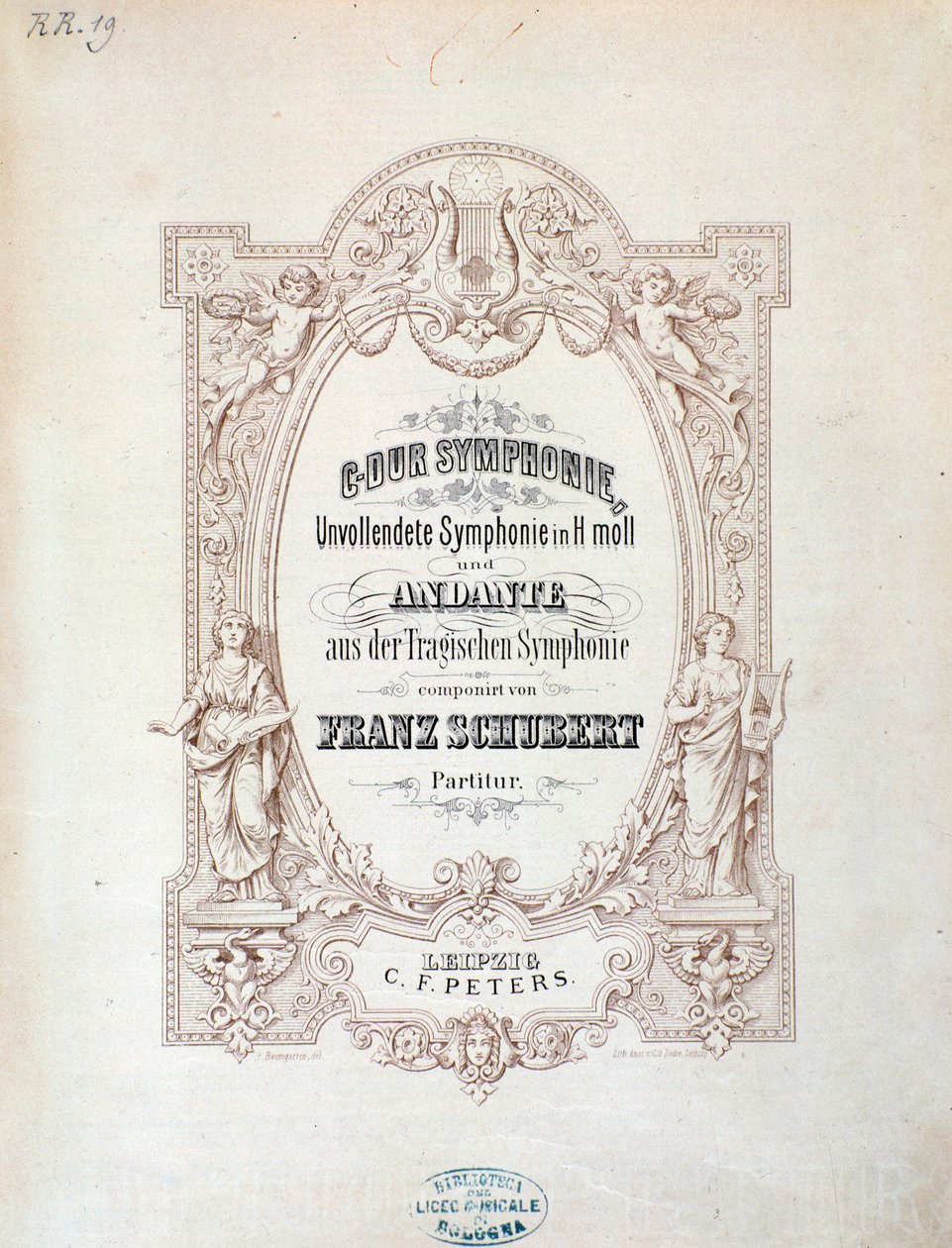 Frontispice van muziekpartituur van Onvoltooide symfonie door Franz Schubert door Unknown artist