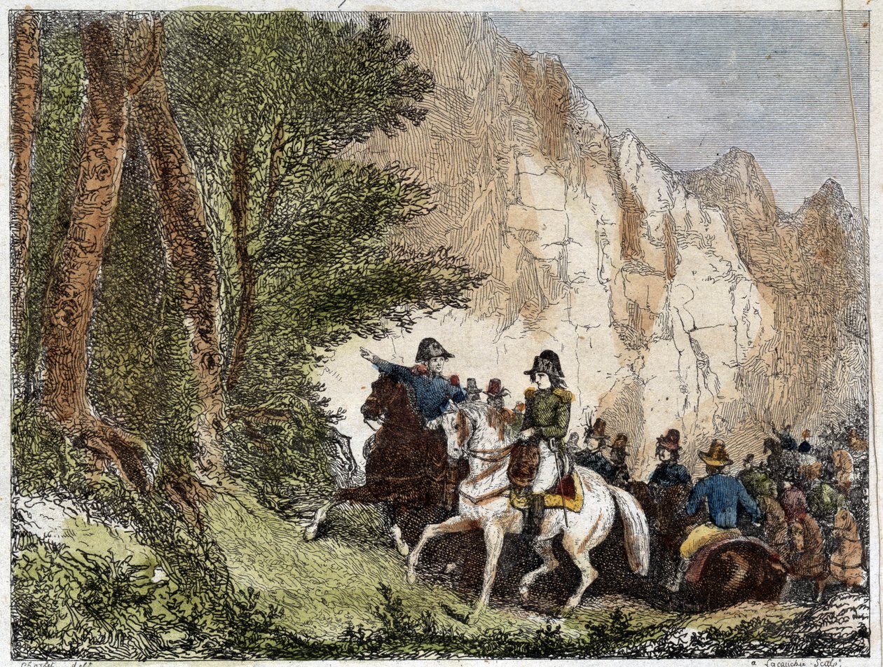 Generaal Bonaparte (Napoleon I) en Pascal (Pasquale) Paoli (1725-1807), Corsicaanse patriot. Gravure 19e eeuw door Unknown artist